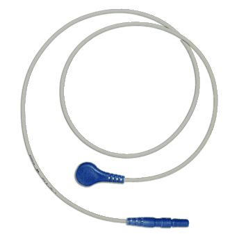 blaues Elektrodenkabel mit Druckknopfanschluss