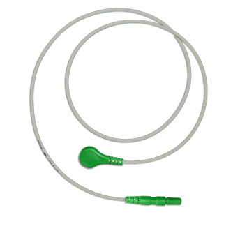 grünes Elektrodenkabel mit Druckknopfanschluss